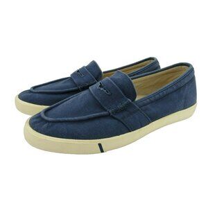 Johnnie O Mens Slip On Loafer Shoes 11.5 Blue White Canvas